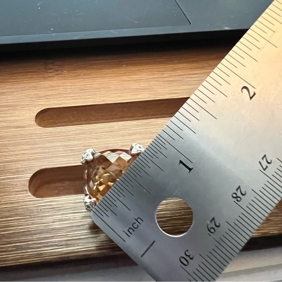 David Yurman Citrine On Point Silver Cable Ring Diamonds 20mm Cushion Cut 6.5 - Picture 10 of 10